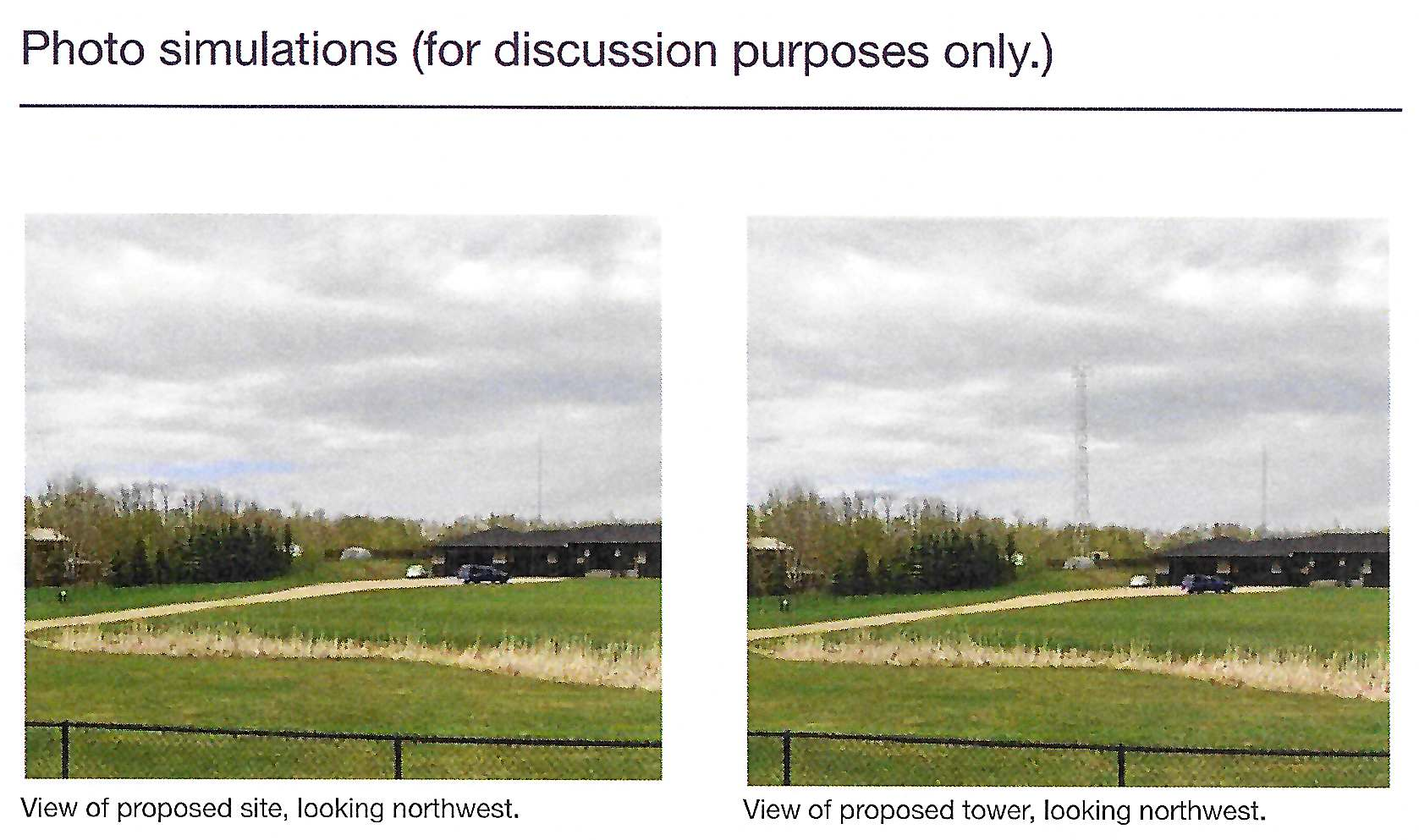 Photo simulation of proposed tower from street view